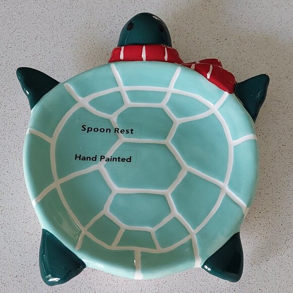 NEW Holiday Ceramic Coastal Turtle Spoon Rest - Picture 1 of 9